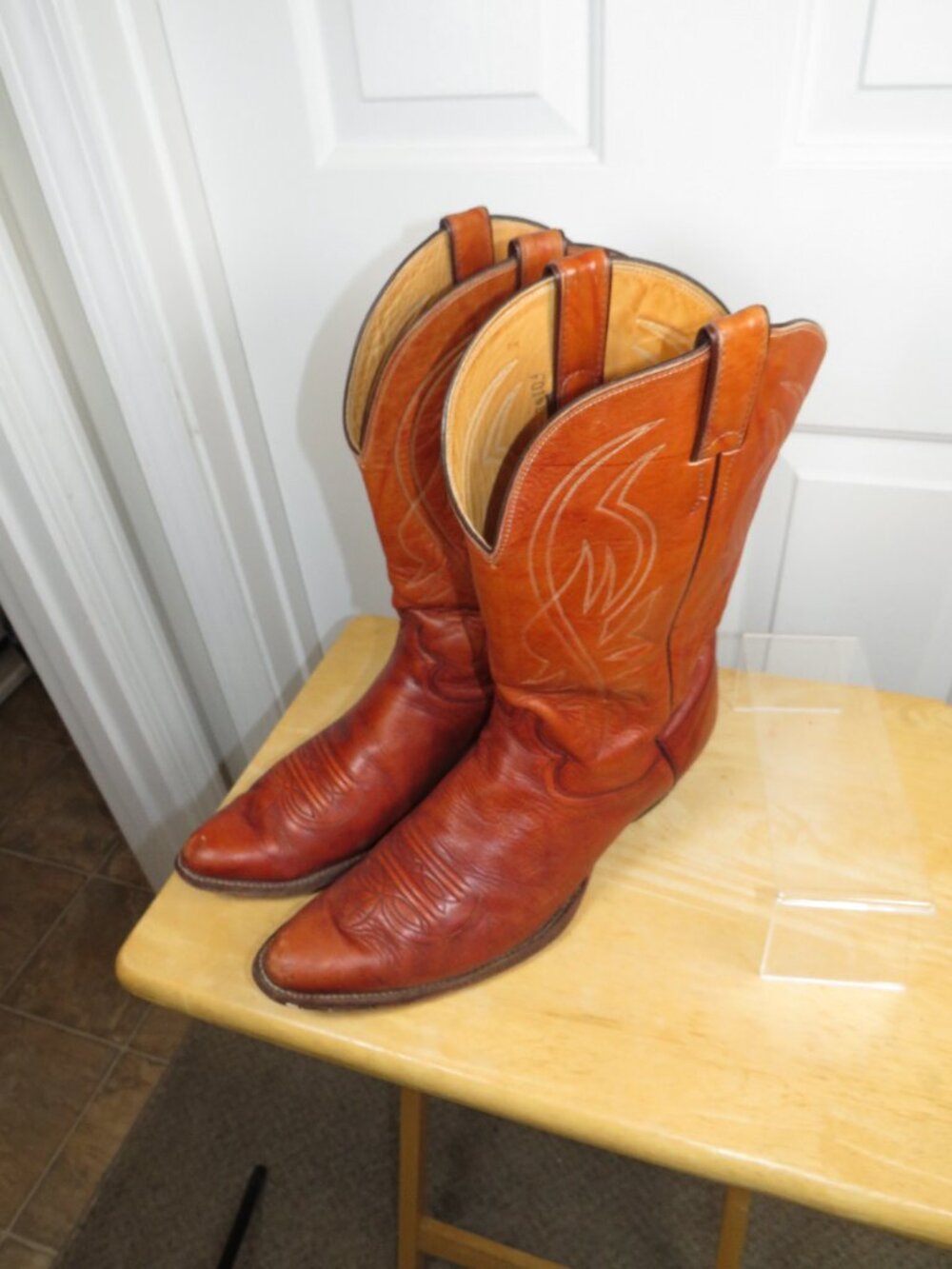Vintage Justin Boots Men’s Size 13 D Style 2497 Tan Leather Cowboy Western USA - Picture 4 of 7